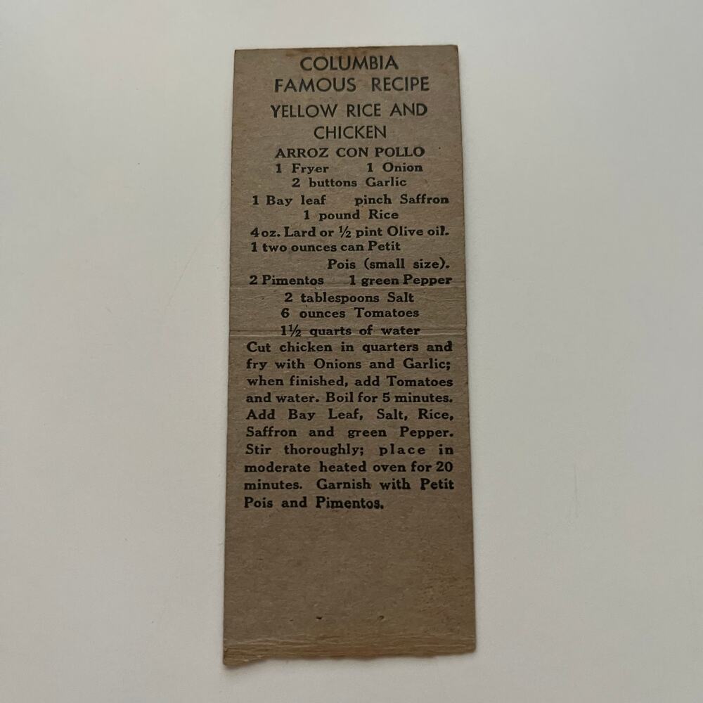 Columbia Gem Of Spanish Restaurants Tampa FL Vintage Matchbook Cover STK2-ZM1-4 - Picture 2 of 2